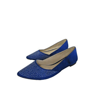 BCBG Zuzux Blue Studded Size 10 Pointed Toe Ballet Glam Slip On Flats